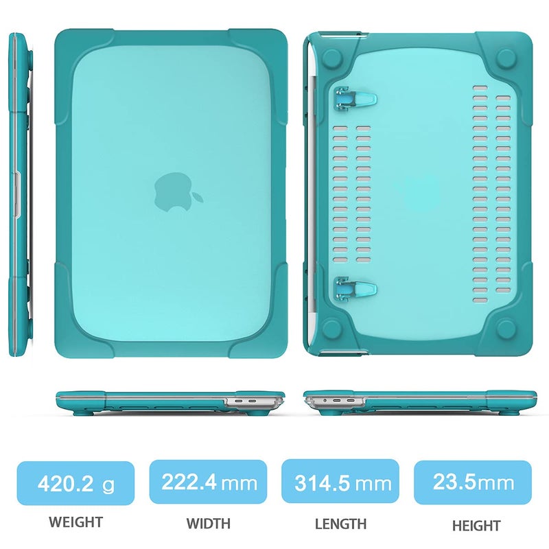 Mektron for MacBook Pro 13 Case M1 M2 A2338 A2289 A2251 2022 2021 2020 Release, Heavy Duty Slim Hard Shell Dual Layer Protective Cover with Fold Kickstand Pro 13 inch Touch Bar & Touch ID, Sky Blue - Image 2